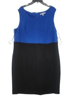 Danny & Nicole 20W Colorblock Sheath Dress Blue/Black Career Zip Modest